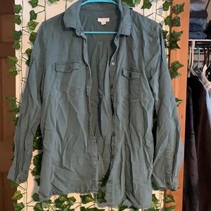 teal/sea foam green button up